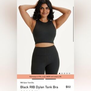 Girlfriend Collective- Black RIB Dylan Tank Bra- XXL